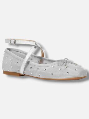 Michael Kors Women's Silver Collette Flex Embellished Ballet Flats Shoes Size 5M
